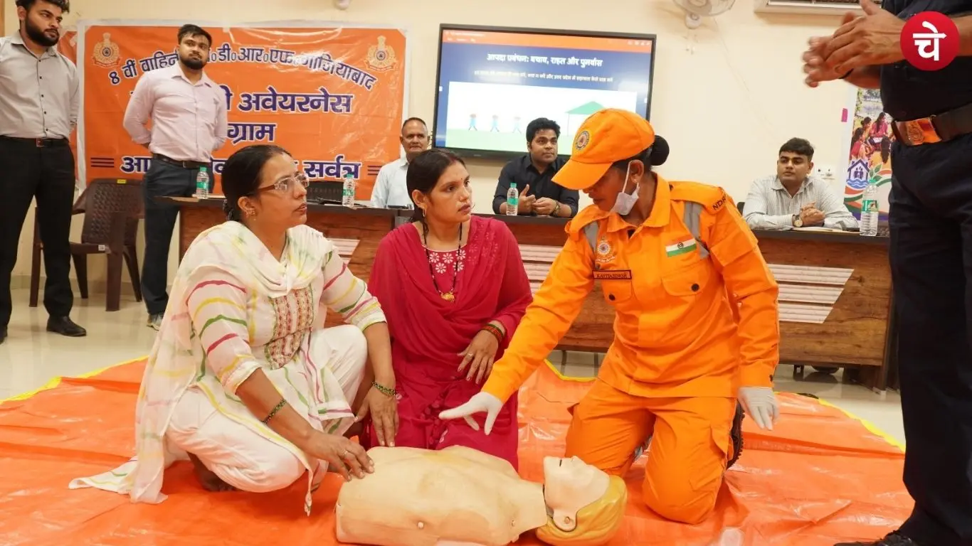 Women undergoing disaster management training in Greater Noida